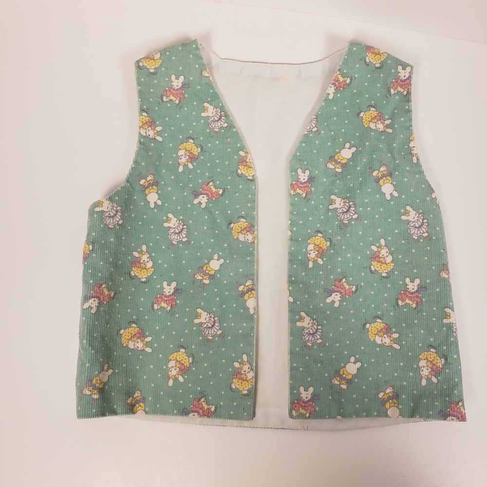 Bunny Print Vest Easter Spring Cordroy